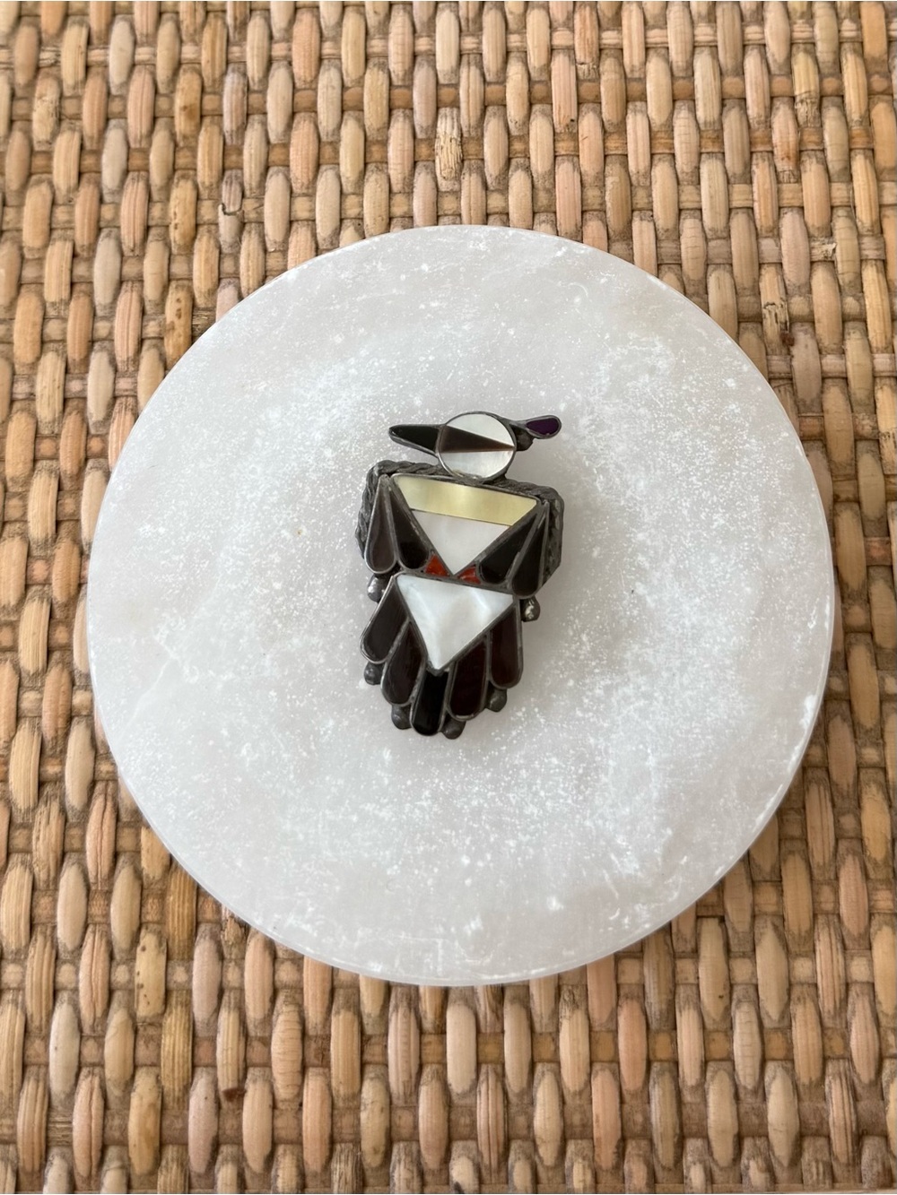 Vintage Thunderbird Pendant Brooch - Pearl Inlay